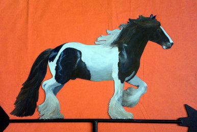 horse weather vane hand painted custom weathervane of a Gypsy Cob stallion horse