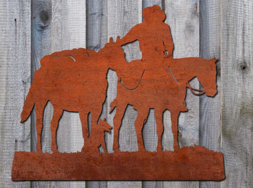 Etal Wall Art Australian Stockman And Horses - Iron Wall Art Australia